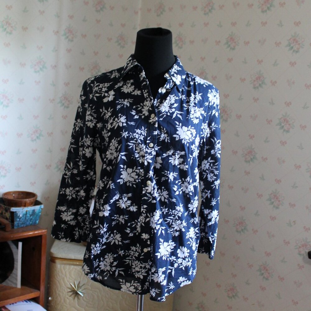 Lauren Ralph Lauren Cotton Button Down Blouse, Small